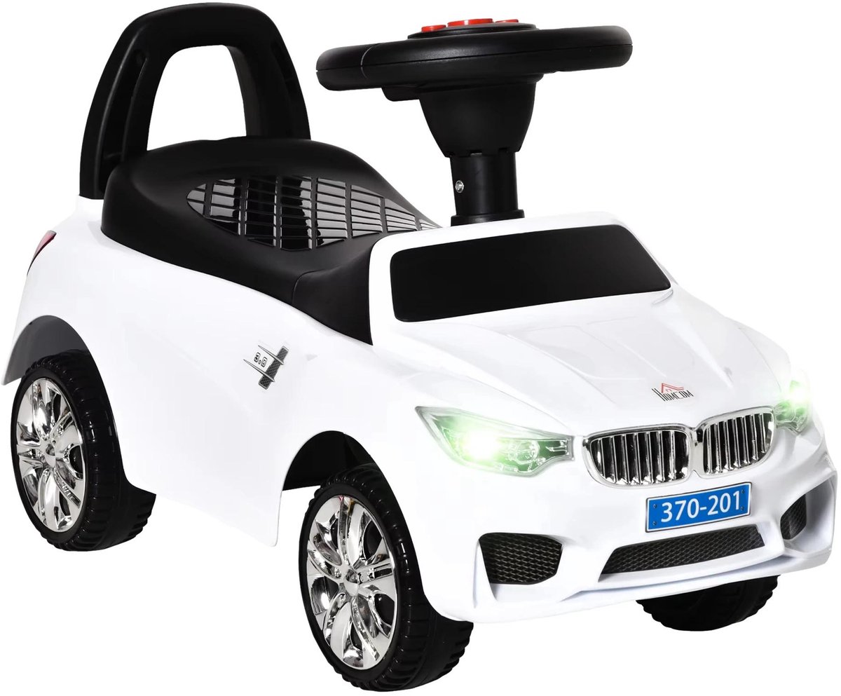 allecto loopauto voor kinderen koplampen muziek claxon stuur opbergruimte handgreep geschikt voor 18 36 maanden grijs homcom 26