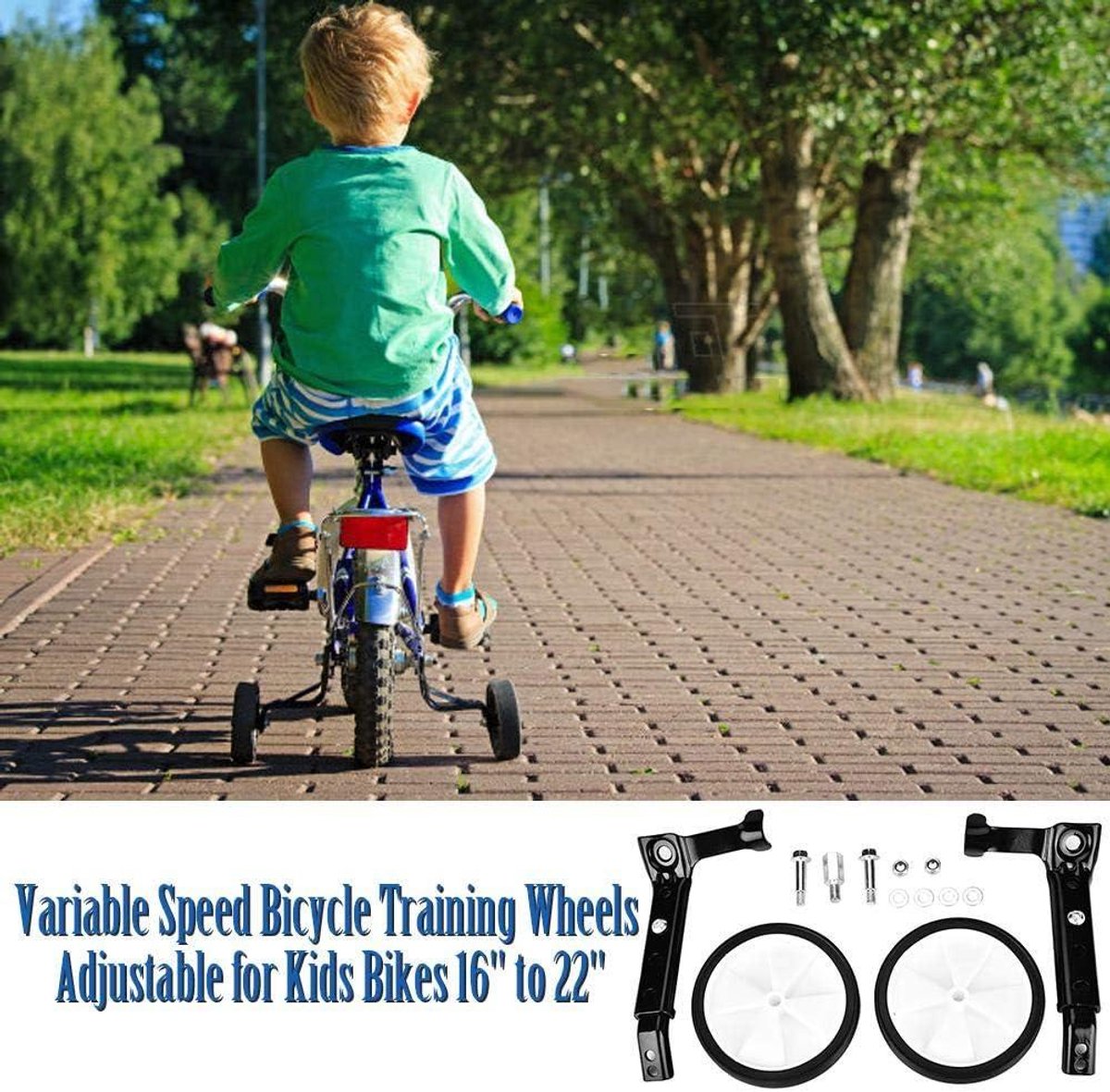 Allecto - Trainingswielen - Fiets - Verstelbaar - Accessoires - Kinderfiets - Versnellingsapparatuur - Kinderfiets - Zwart - Universeel - Geschikt voor 16 tot 22 inch - Set van 2 stuks Kinderfiets kopen online