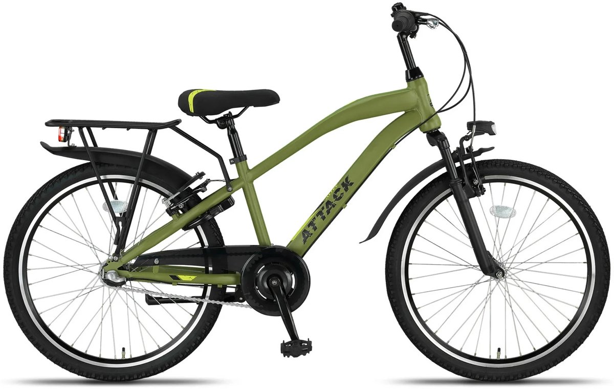 altec attack allroad kinderfiets jongensfiets mountainbike 24 inch 3 versnellingen army green