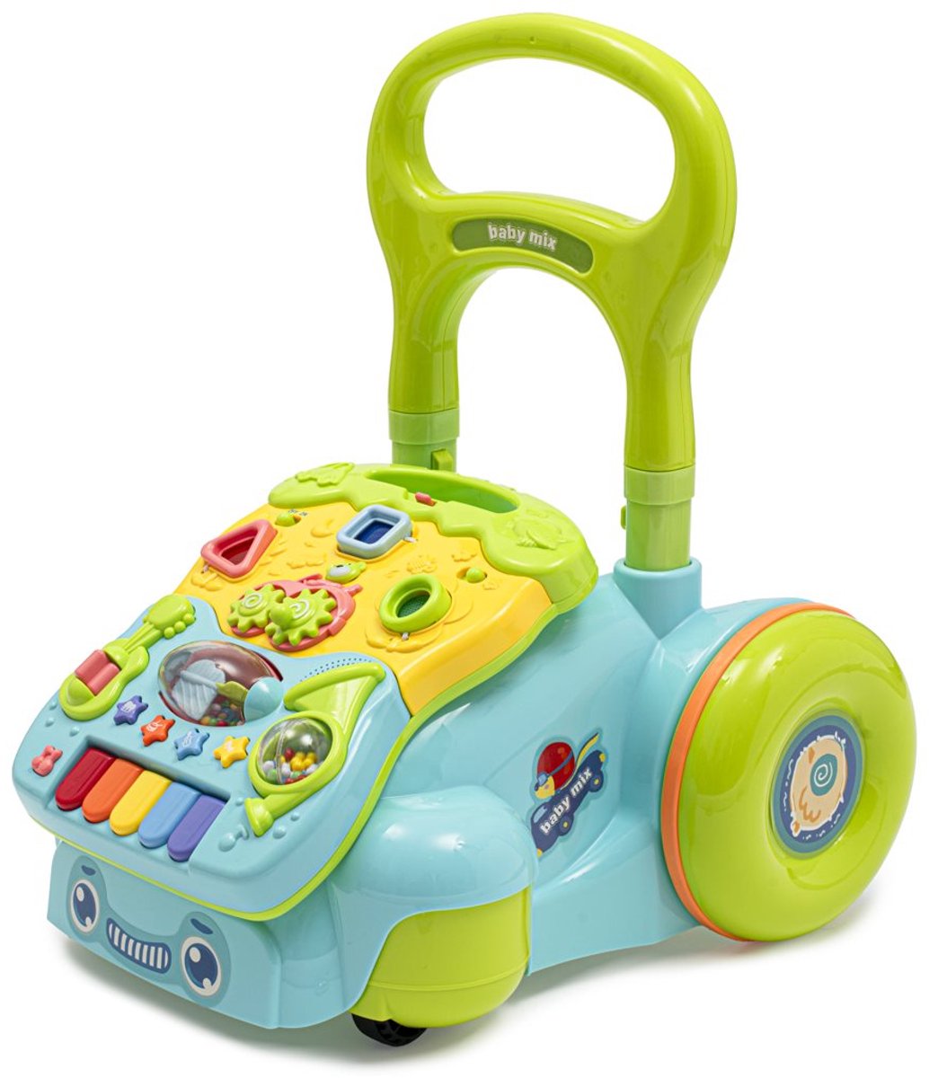 baby mix loopauto speelloopwagen blauw kunststof met educatief paneel loopwagen peuterspeelgoed motoriek balanceerfles loopauto