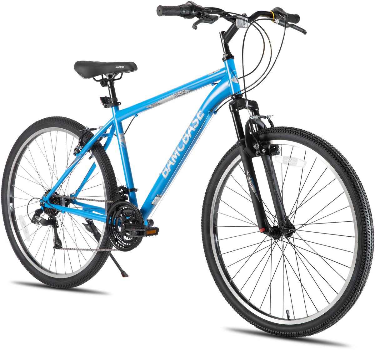 bamcbase mountainbike 29 inch 21 versnellingen hardtail mtb voor heren dames v brakes blauw