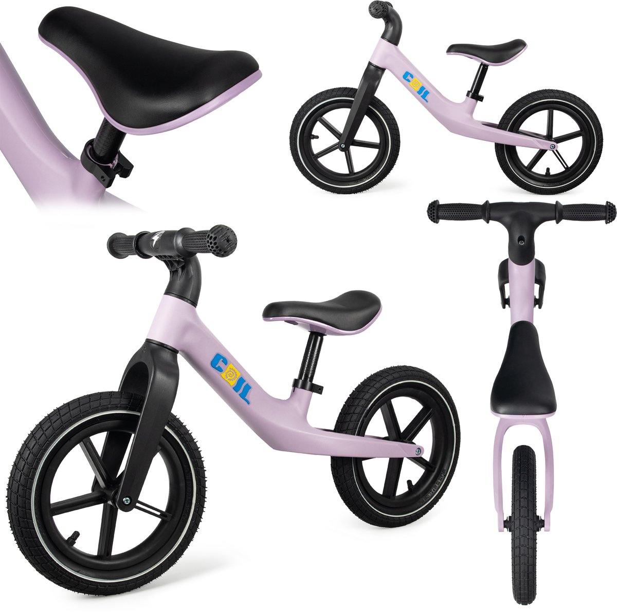 COIL Loopfiets voor kinderen van 2-5 jaar | Lichtgewicht frame | Verstelbaar zadel | 12 inch wielen | Paars Loopfiets kopen online
