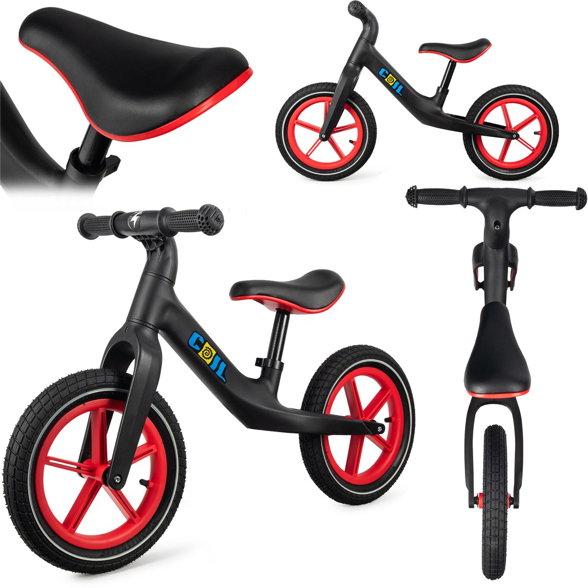 COIL Loopfiets voor kinderen van 2-5 jaar | Lichtgewicht frame | Verstelbaar zadel | 12 inch wielen | Zwart Loopfiets kopen online