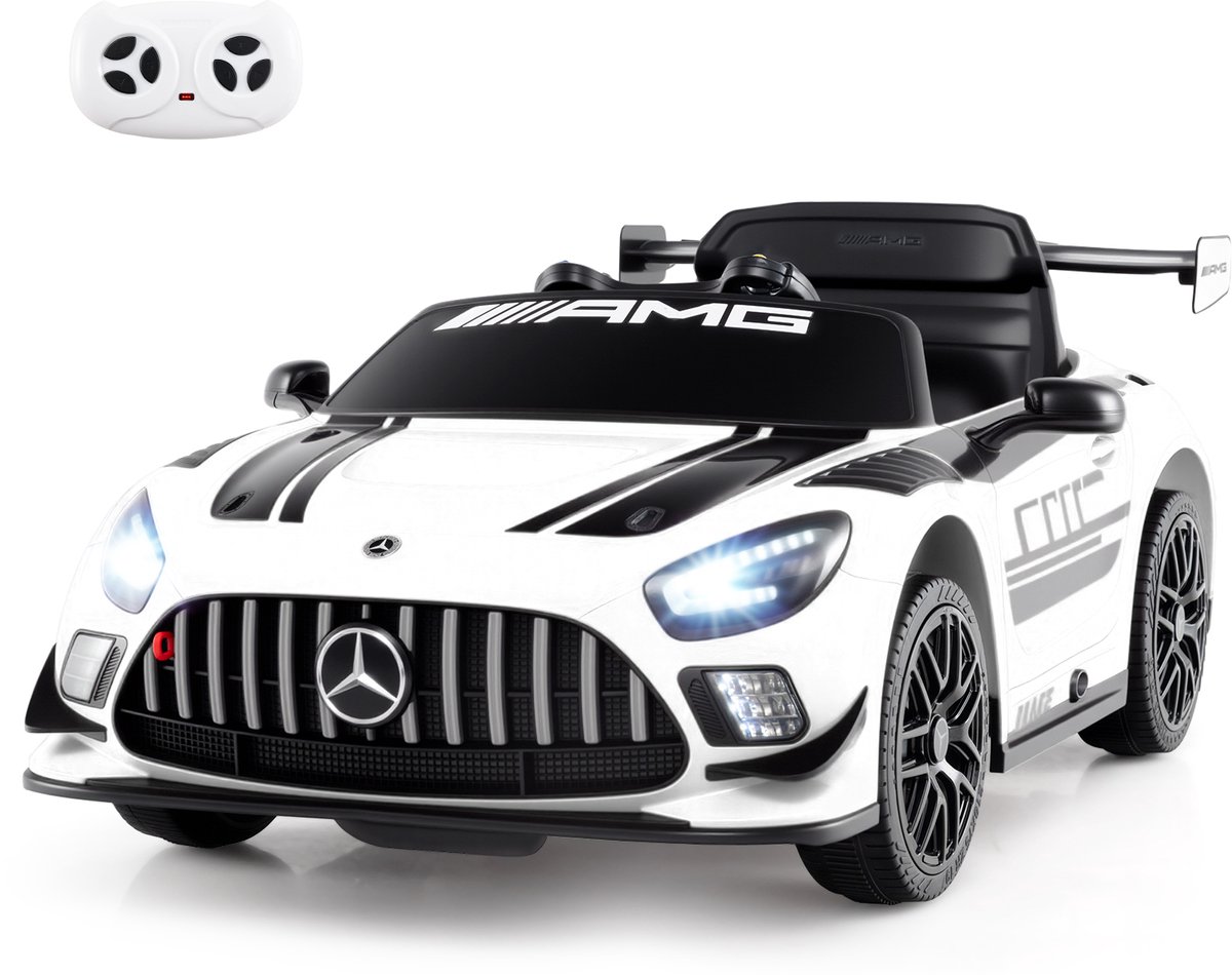 COSTWAY Mercedes AMG Elektrische auto voor kinderen, 12 V, elektrische kinderauto met afstandsbediening, 3 snelheden, ledlampen en muziek, voor kinderen vanaf 3 jaar, wit Accuvoertuig kopen online