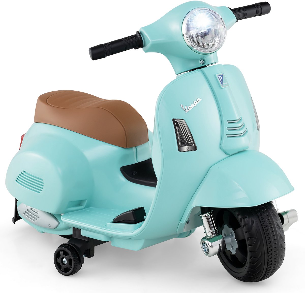 costway vespa elektrische kindermotorfiets 6 v met led koplamp en claxon 2 2 5 km u elektrische kindermotorfiets met steunwielen voor jongens en meisjes van 18 36 maanden groen