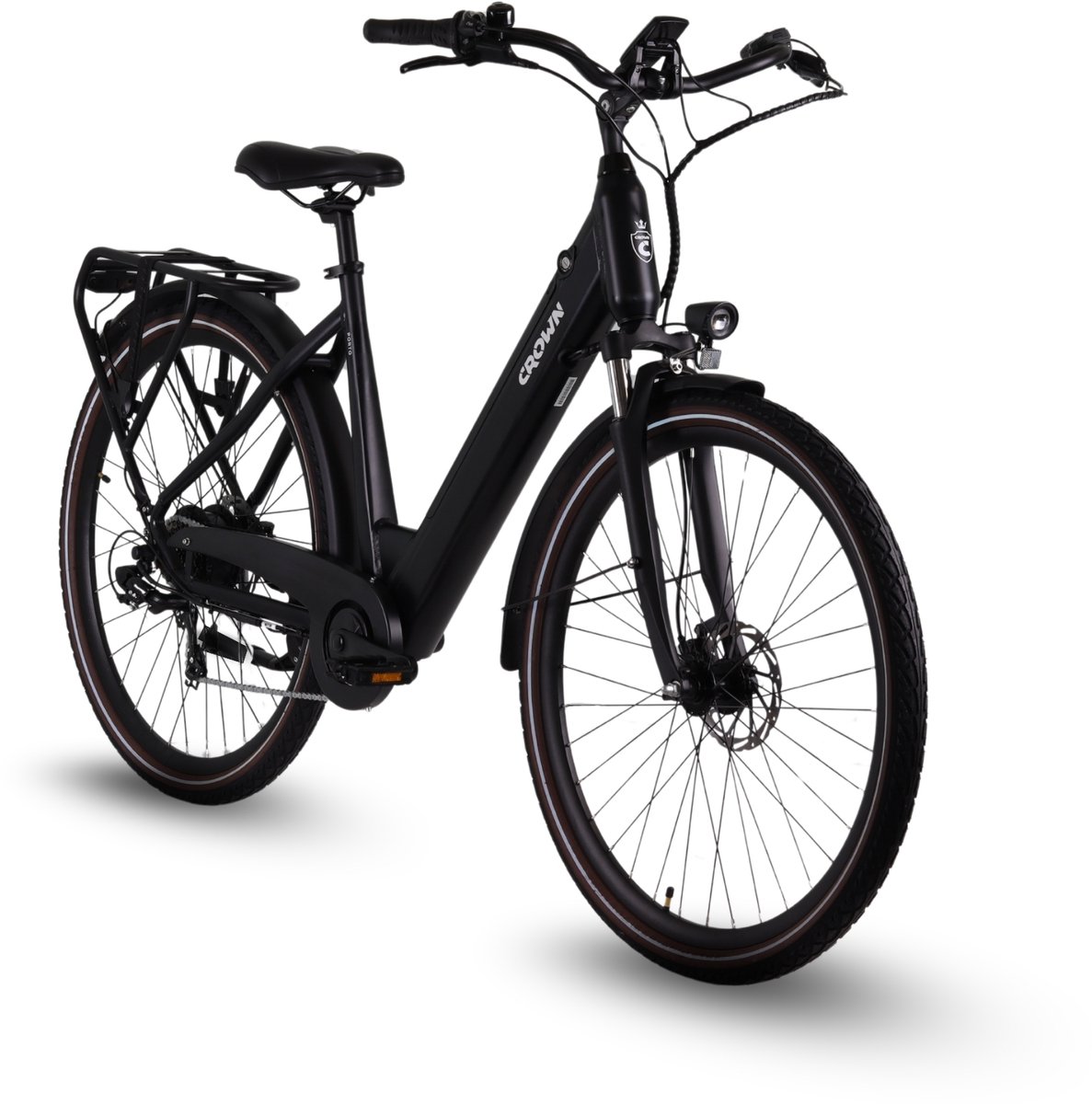 Crown Porto - Elektrische Damesfiets - 28 inch - 7 versnellingen - Elektrische stadsfiets - Hydraulische schijfremmen - Mat zwart Fiets (elektrisch) kopen online