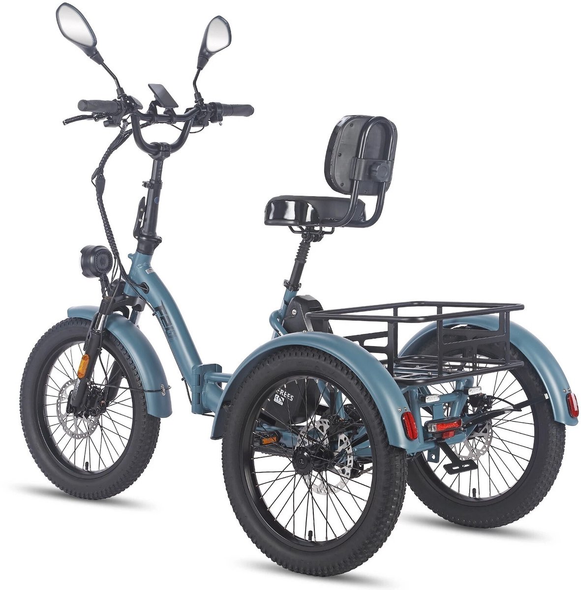 Dik Klapfiets E-Bakfiets 20 Inch 48V 23.45Ah Accu, Hydraulische Schijfremmen Elektrische Fiets, Elektrische Vrachtsfiets 180kg, Blauw Driewieler E-Bike Fiets (elektrisch) kopen online