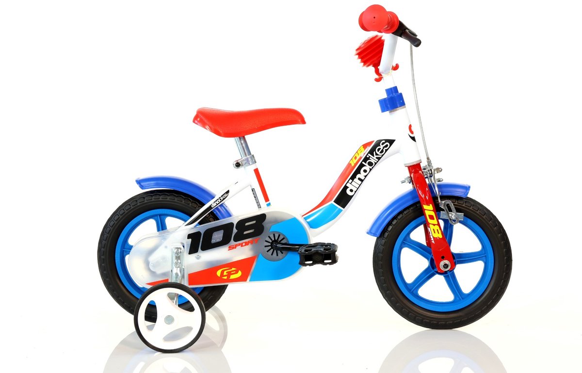 Dino 108 Sport - Kinderfiets 10 Inch - van 1-3 Jaar - met Zijwieltjes - Jongensfiets Blauw Kinderfiets kopen online