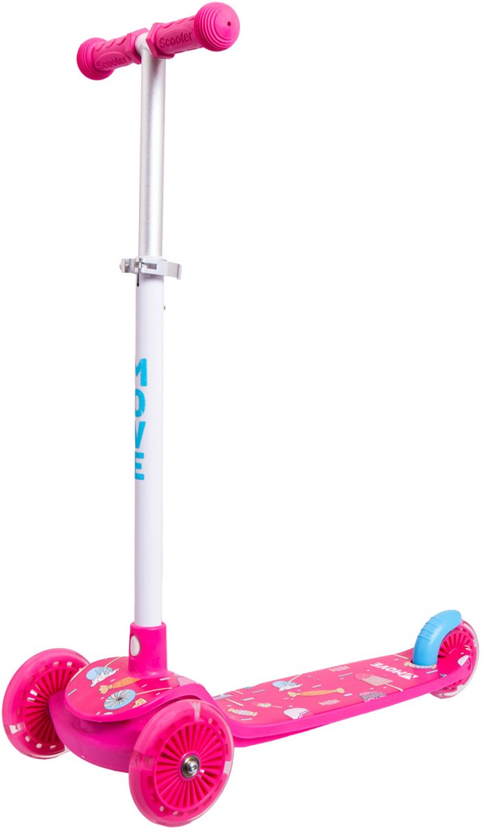 driewielstep move tri scoot candy verstelbare stuurhoogte lichtgevende wielen snoepjesprint vanaf 3 jaar