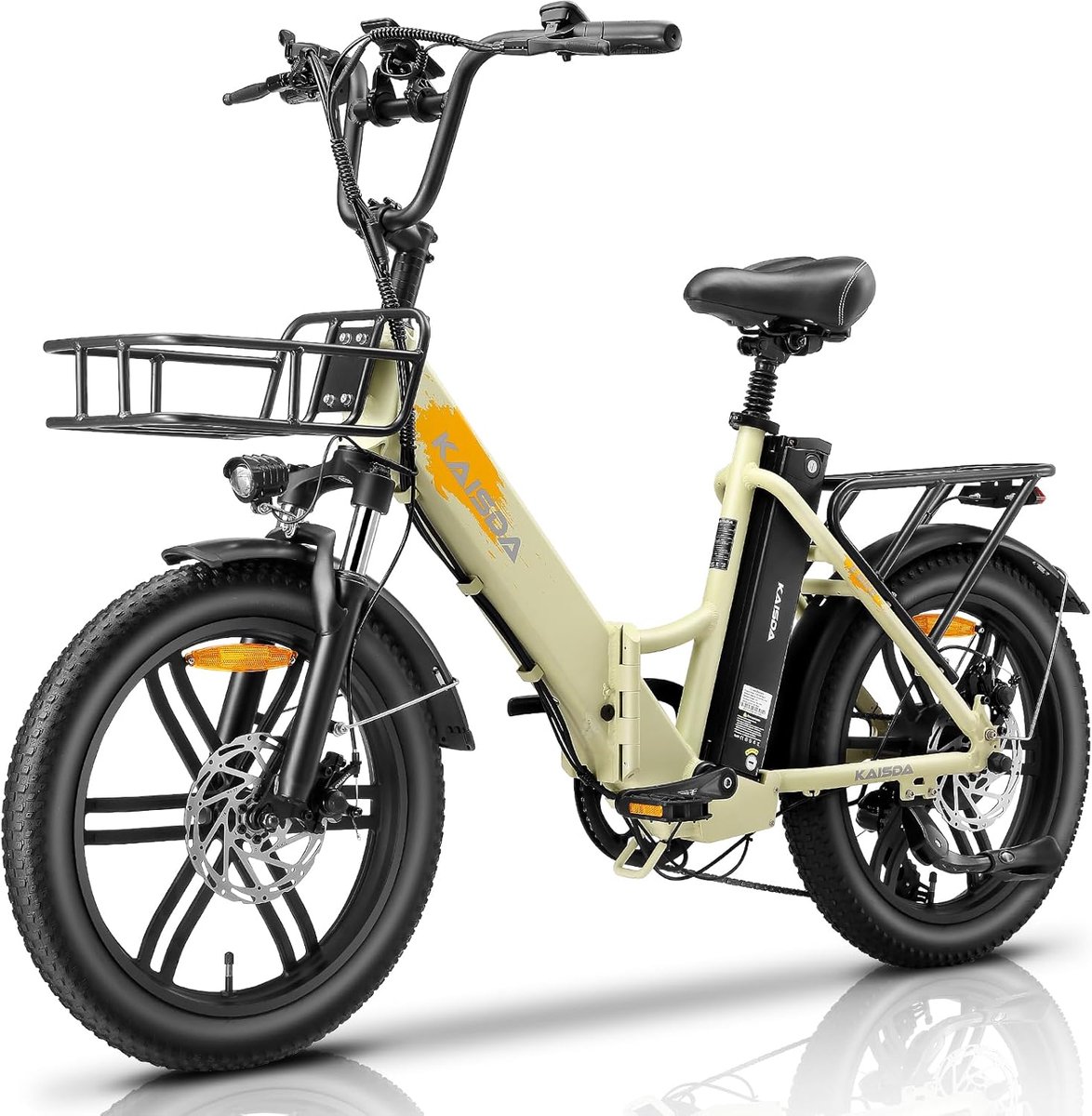 Elektrische fiets - Actieradius 140km - 20 Inch Commuter E-Bike - Verwijderbare batterij 36V 20.8Ah - Motor 250W - Shimano 7 versnellingen - LCD-display- 180 mmMechanische Schijfremmen - Fatbike - Khaki Fiets (elektrisch) kopen online
