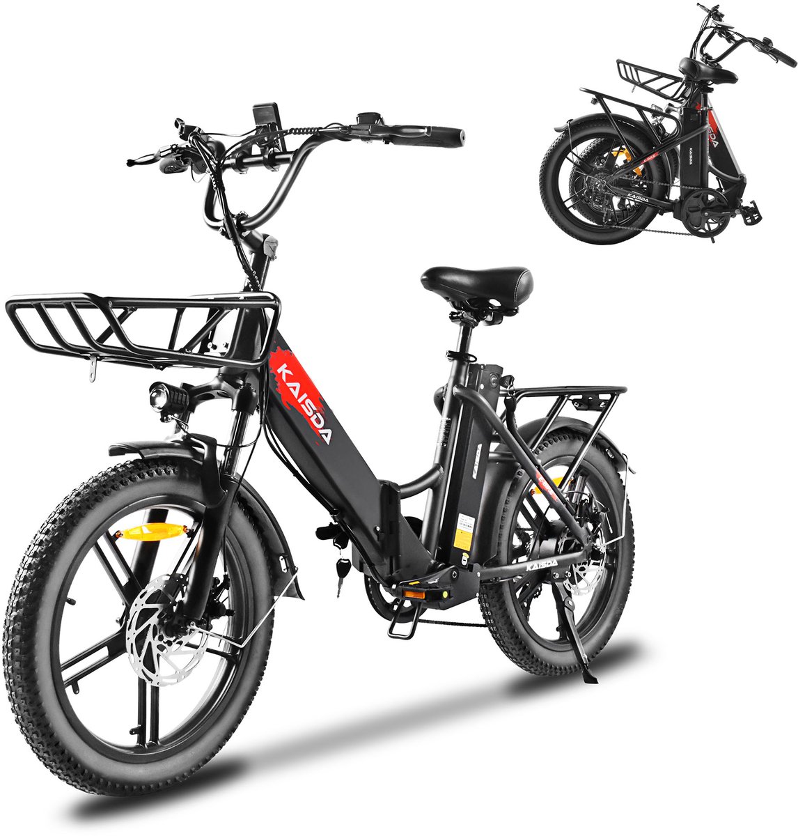 Elektrische fiets - Actieradius 140km - 20 Inch Commuter E-Bike - Verwijderbare batterij 36V 20.8Ah - Motor 250W - Shimano 7 versnellingen - LCD-display- 180 mmMechanische Schijfremmen - Fatbike - Zwart Fiets (elektrisch) kopen online
