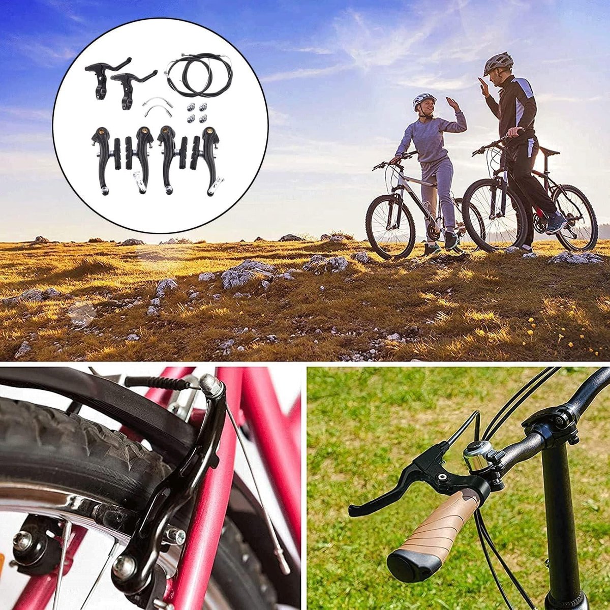 fietsremmenset voor en achter mtb mountainbike racefiets vouwfiets hybride fiets stuurbediening