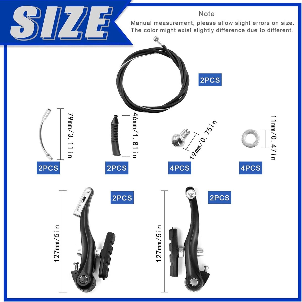 fietsremset 6 stuks inclusief v bike remmen en zwarte remkabels voor mountainbikes