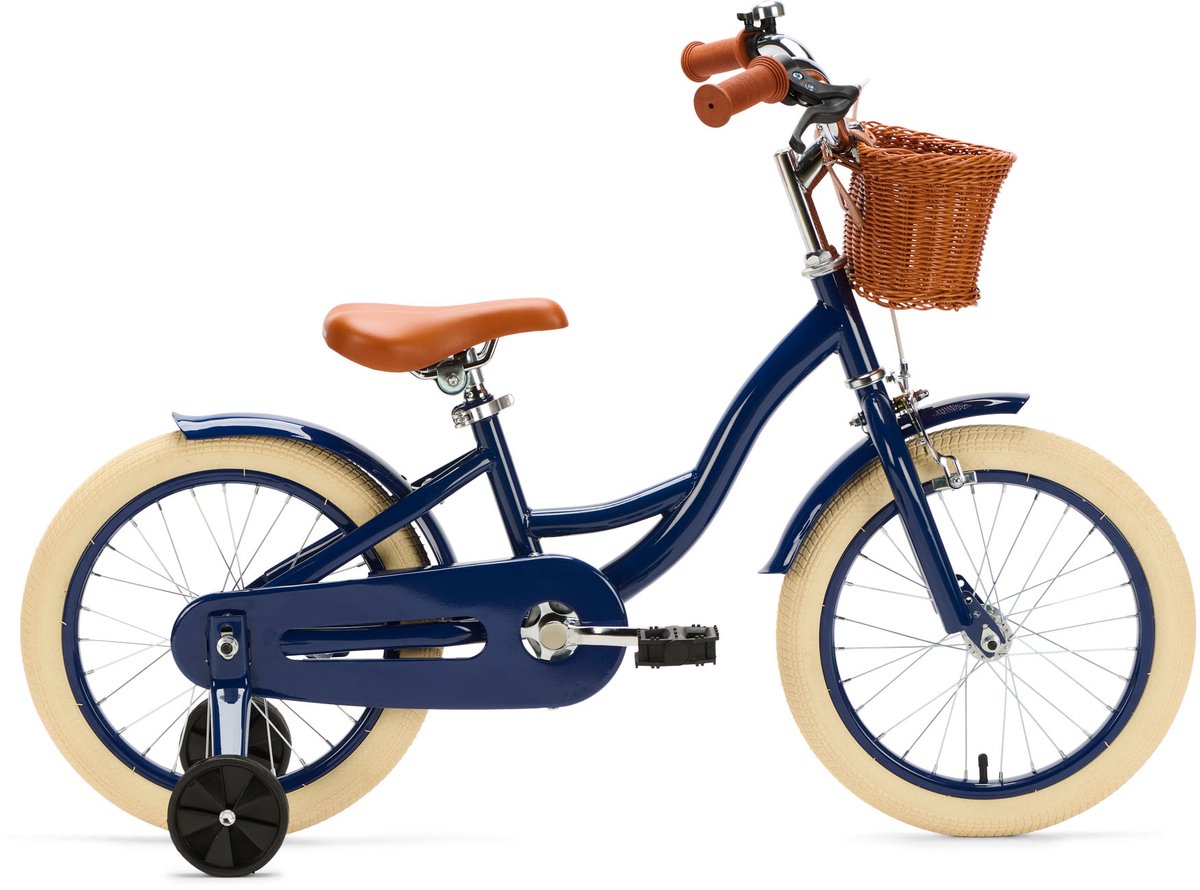 generation blanco 16 inch donkerblauw kinderfiets met mandje