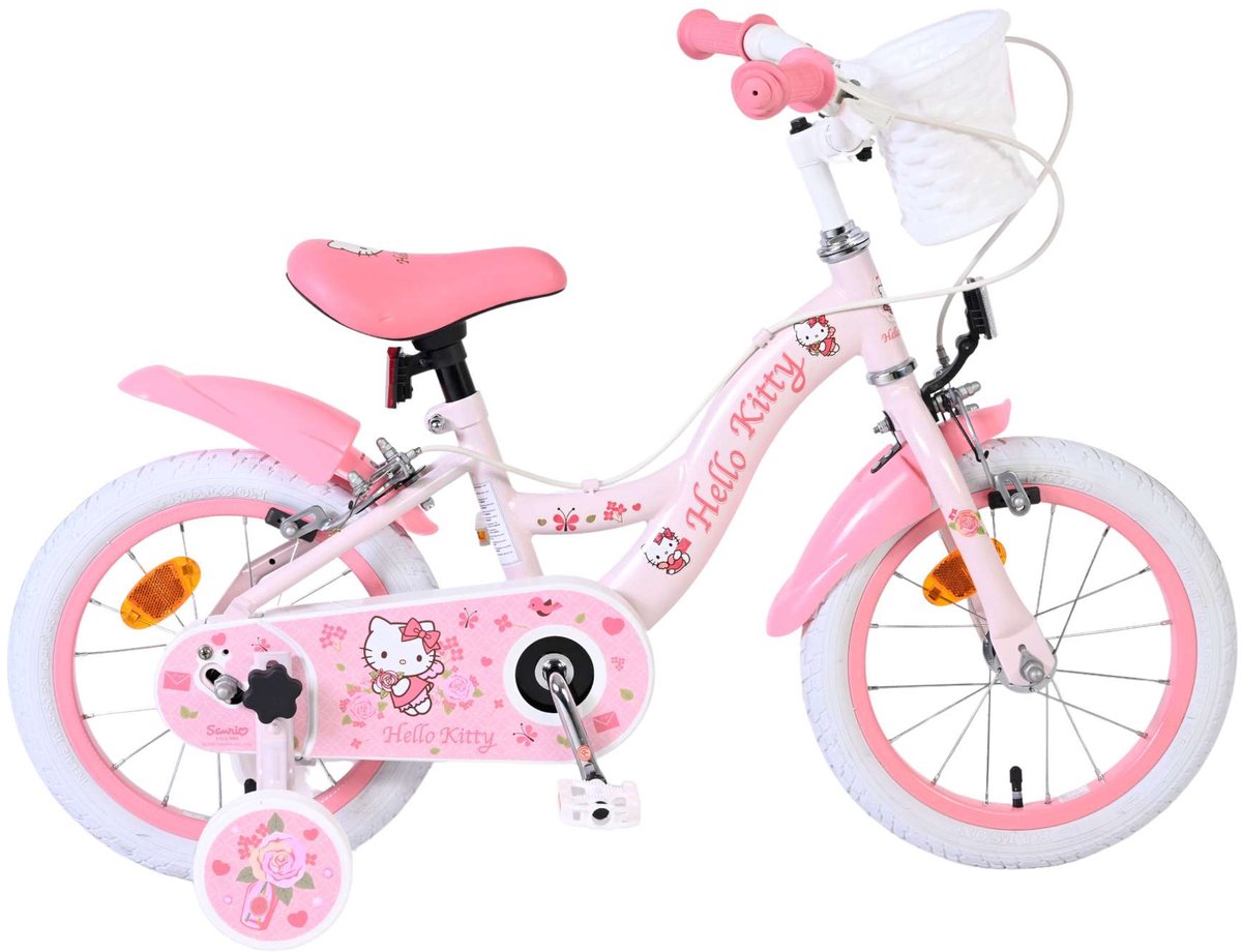hello kitty kinderfiets meisjes 14 inch roze twee handremmen