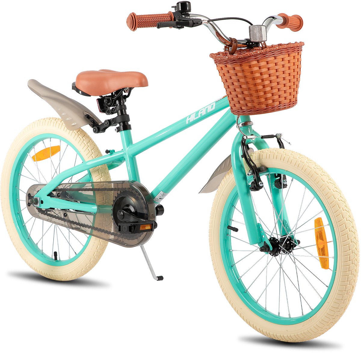 Hiland Meisjesfiets - 18 Inch - Met Mandje & Zijwieltjes - Handrem & Terugtraprem - Groen Kinderfiets kopen online