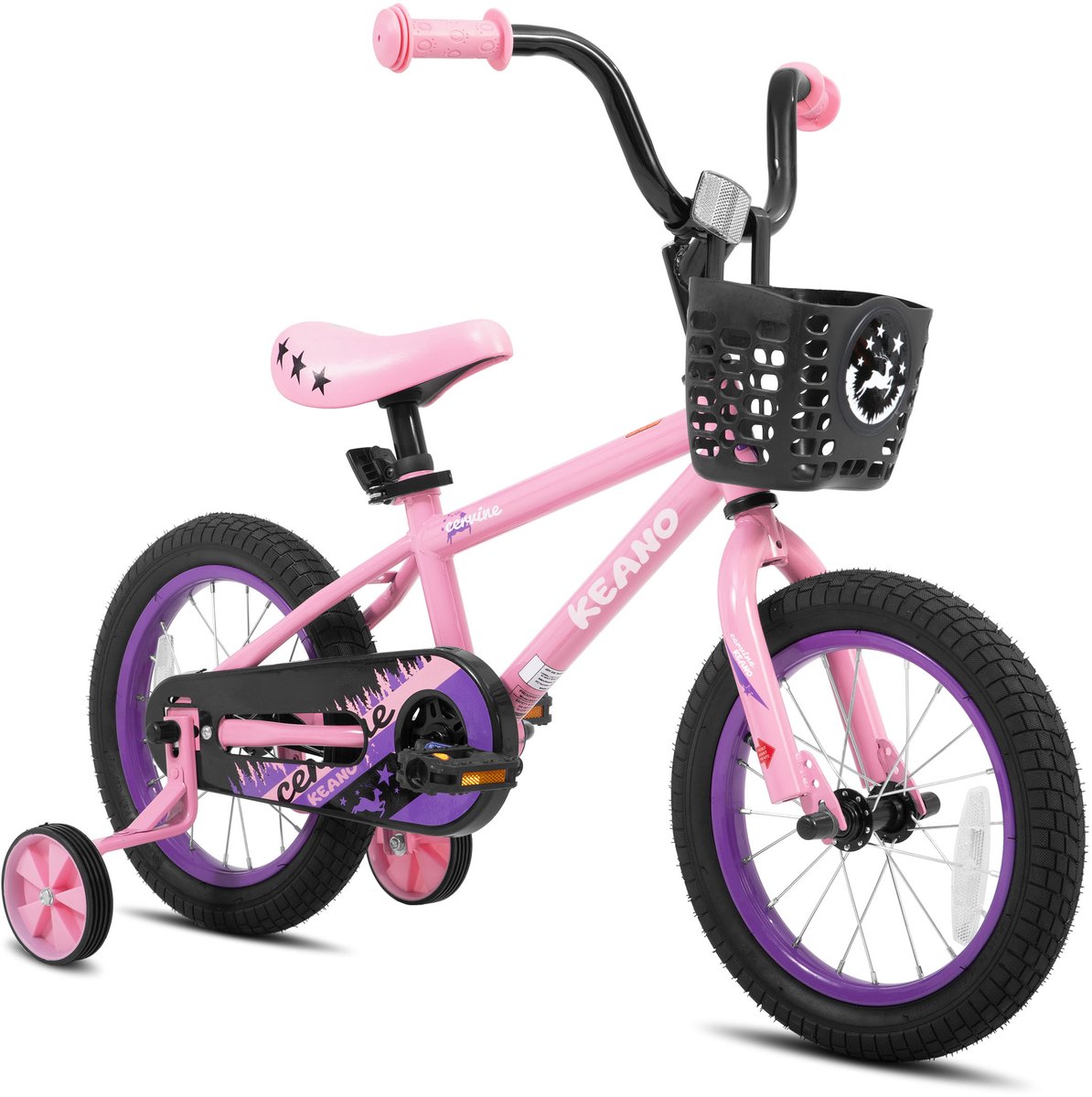 keano cervine stoere kinderfiets 14 inch voor jongens meisjes 2 4 jaar bmx stijl met zijwieltjes mandje roze