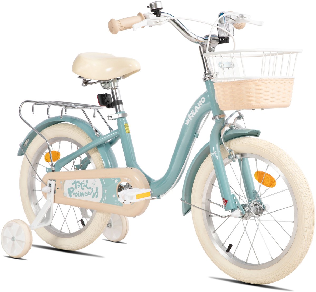 KEANO Kinderfiets - 16 Inch - Voor Jongens & Meisjes (4-7 Jaar) - Inclusief Zijwieltjes - Groente Kinderfiets kopen online