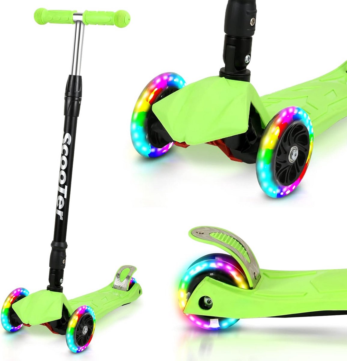 kinderen driewielsrolschaats met led wielen verstelbare hoogte vouwbaar geschikt voor kinderen van 3 tot 14 jaar