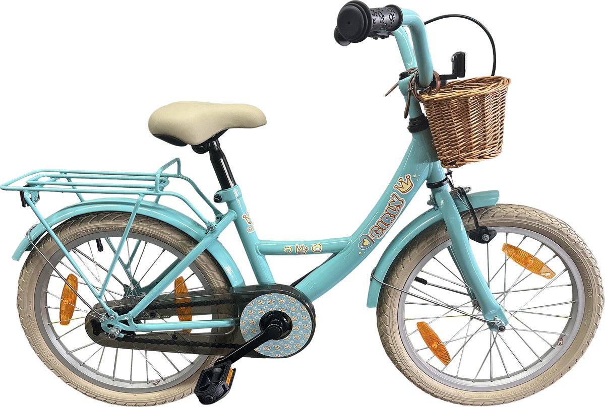 Kinderfiets Bikefun Girly 18 inch - met mandje en remnaaf - Blauw Kinderfiets kopen online