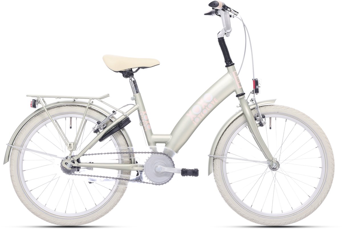 kinderfiets bikefun lots of love 20 inch met remnaaf desert sage