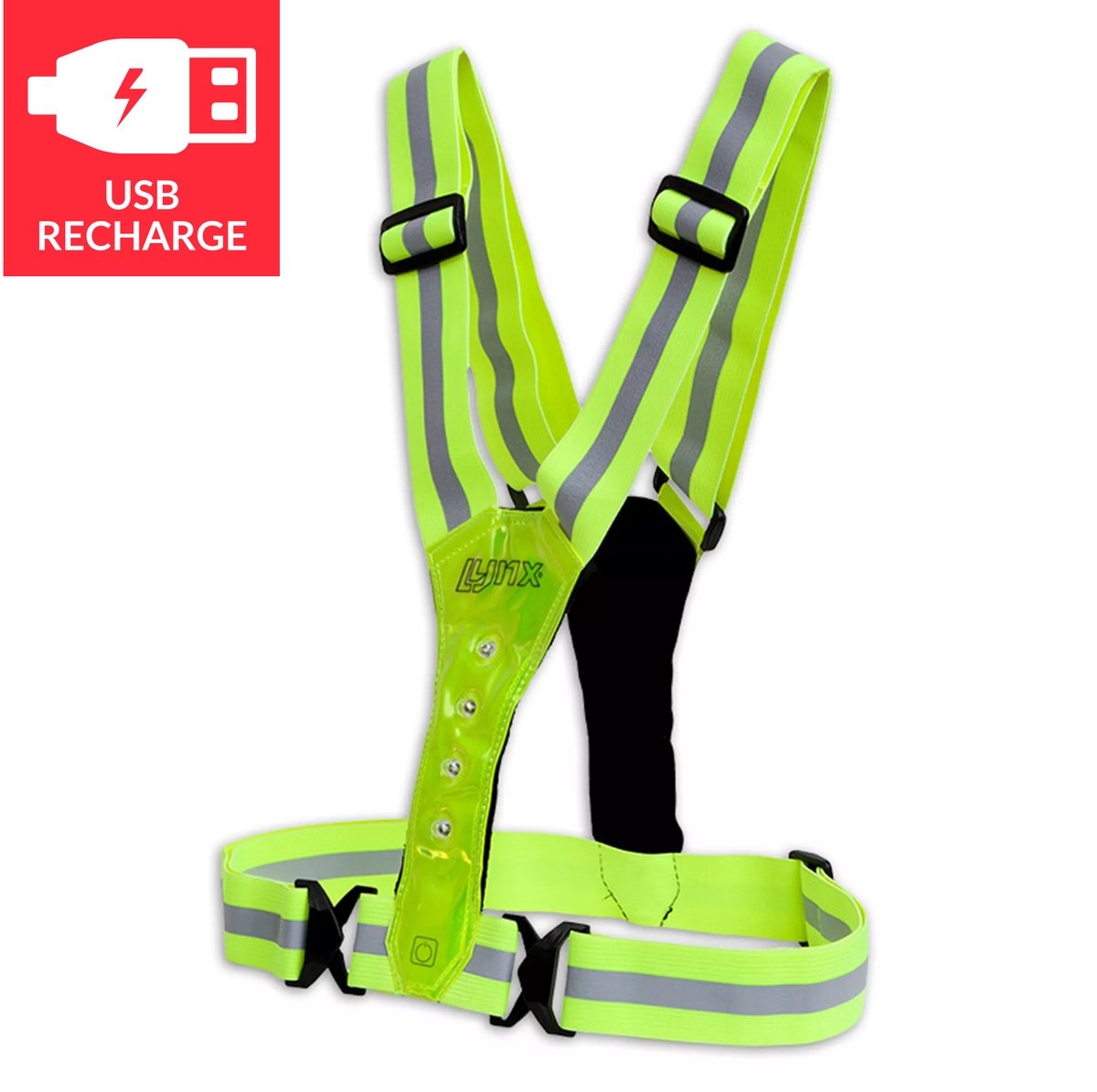 lynx sportvest led usb oplaadbaar geel