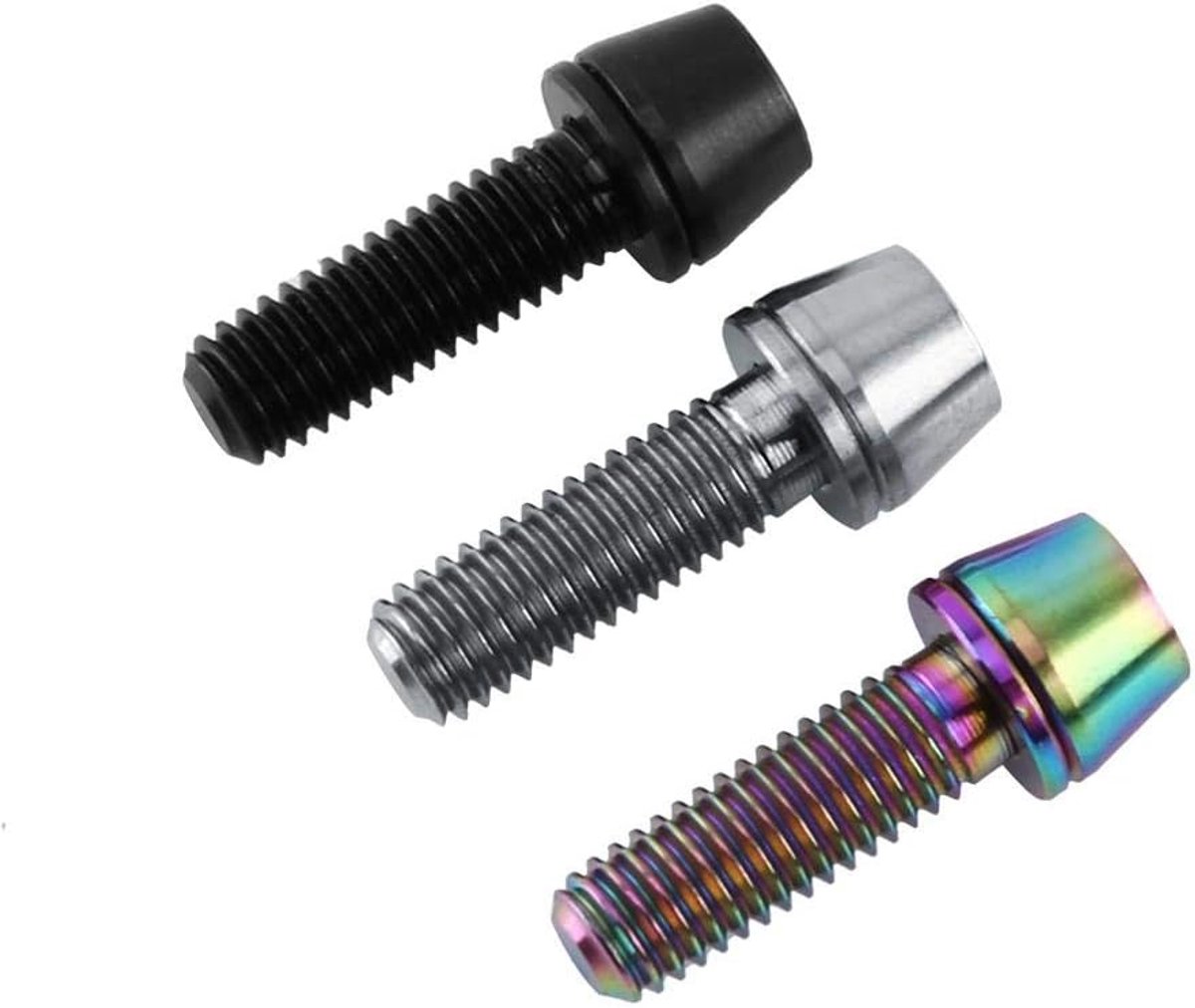 M6X16/20 Titanium Bolts-Screws-6pcs-MTB-Road-Mountain-Bike-Bicycle-Stem-Bolt-Screws-Titanium-Taper-Head-Bolt-Screw-with-Washer Fiets kopen online