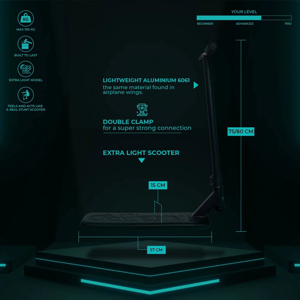 NKD Pro Trampoline Scooter 75 cm Step kopen online