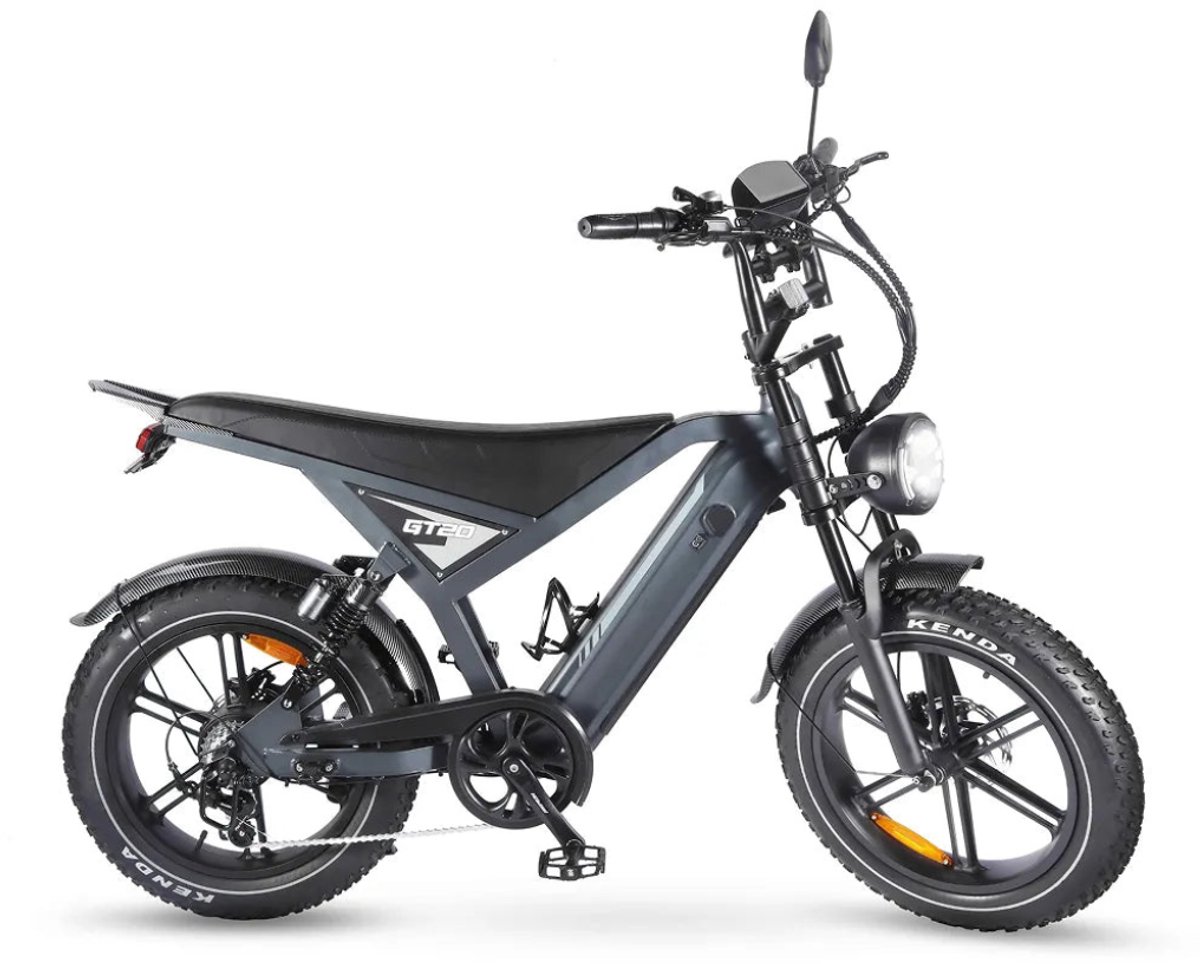 ouxi gt20 elektrische fatbike richtingaanwijzers nfc chip 20 inch 250w motor 7 versnellingen 65 km actieradius hydraulische schijfremmen grijs