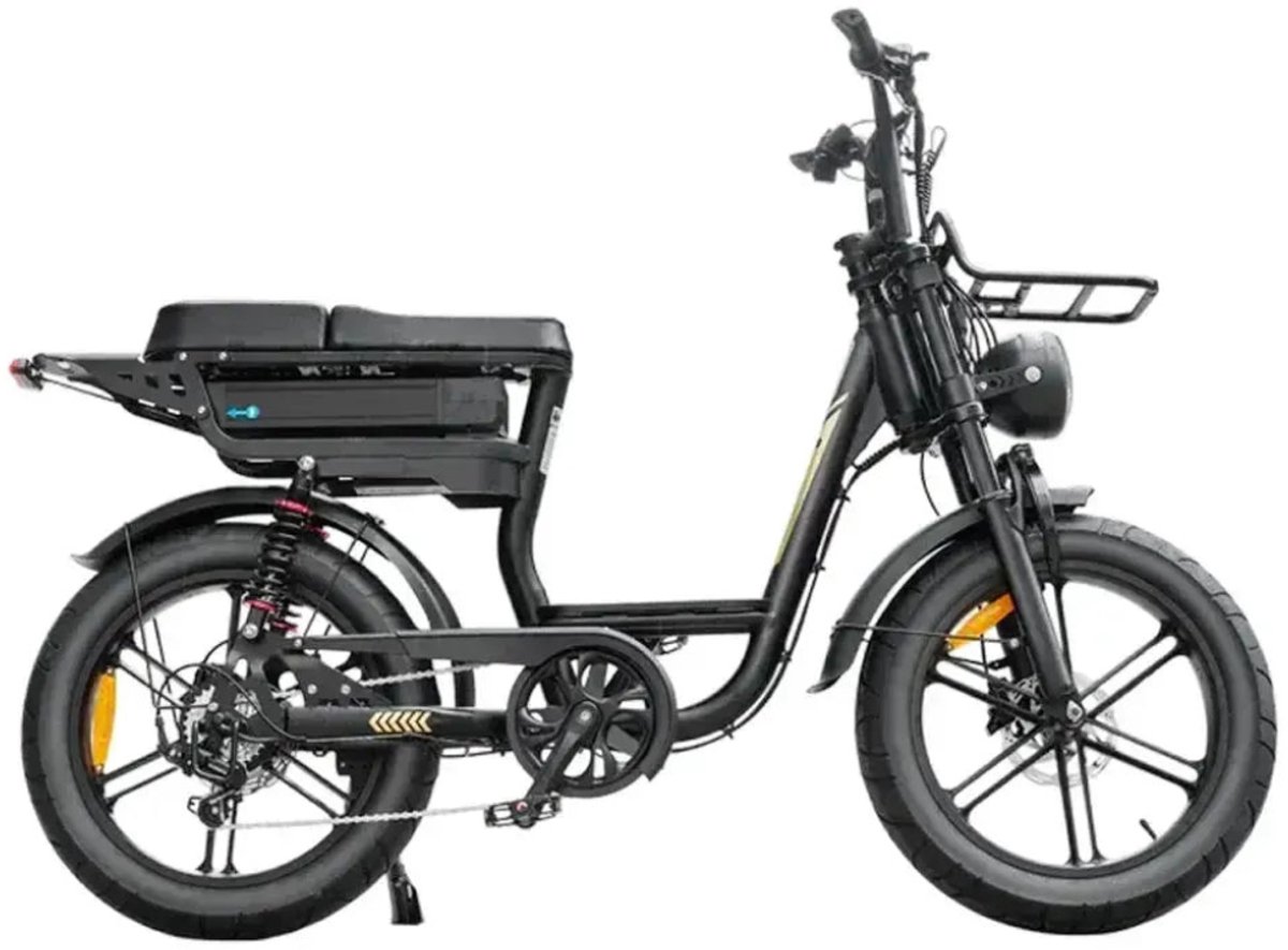 qmwheel v20 comfort elektrische fatbike lage instap 20 inch 250w motor 7 versnellingen 60 km actieradius hydraulische schijfremmen zwart