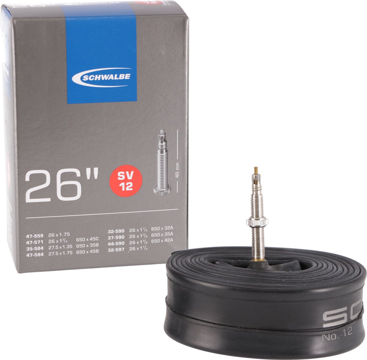 schwalbe sv12 binnenband 32 47 559 590 26 x 1 1 4 1 9 inch frans ventiel 40 mm