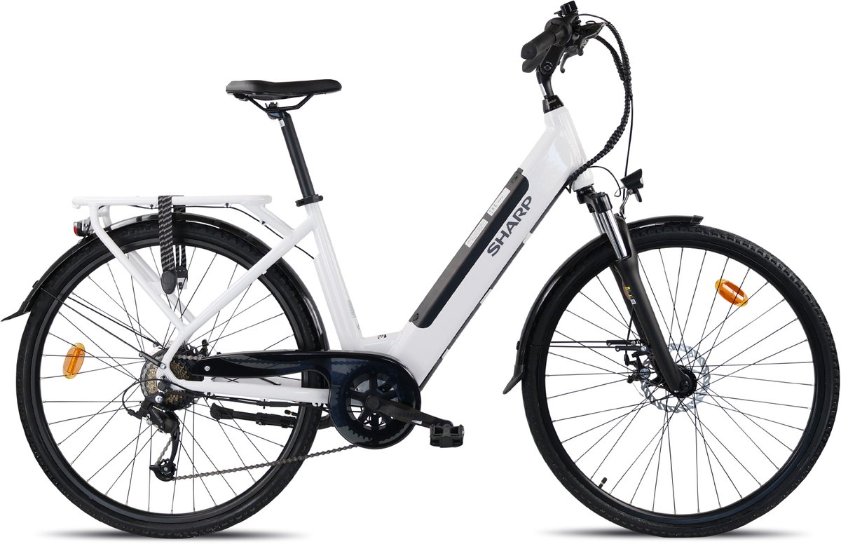 sharp urban elektrische stadsfiets 12 8ah 28 inch wit