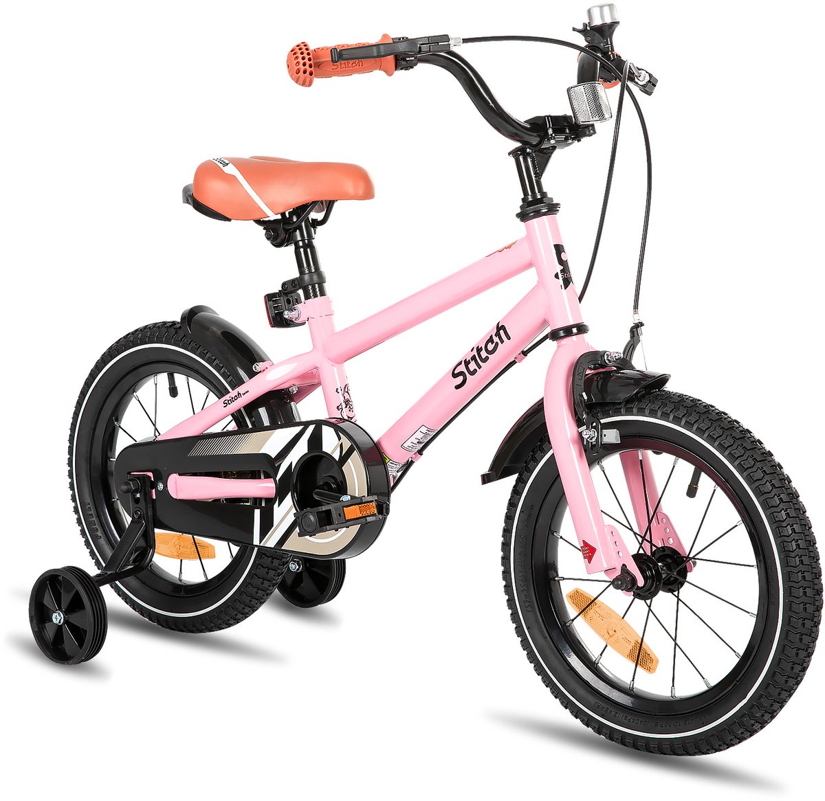STITCH Totem Jongensfiets - 14 Inch - Kinderfiets voor 3 tot 5 Jaar - Met Zijwieltjes - Roze Kinderfiets kopen online