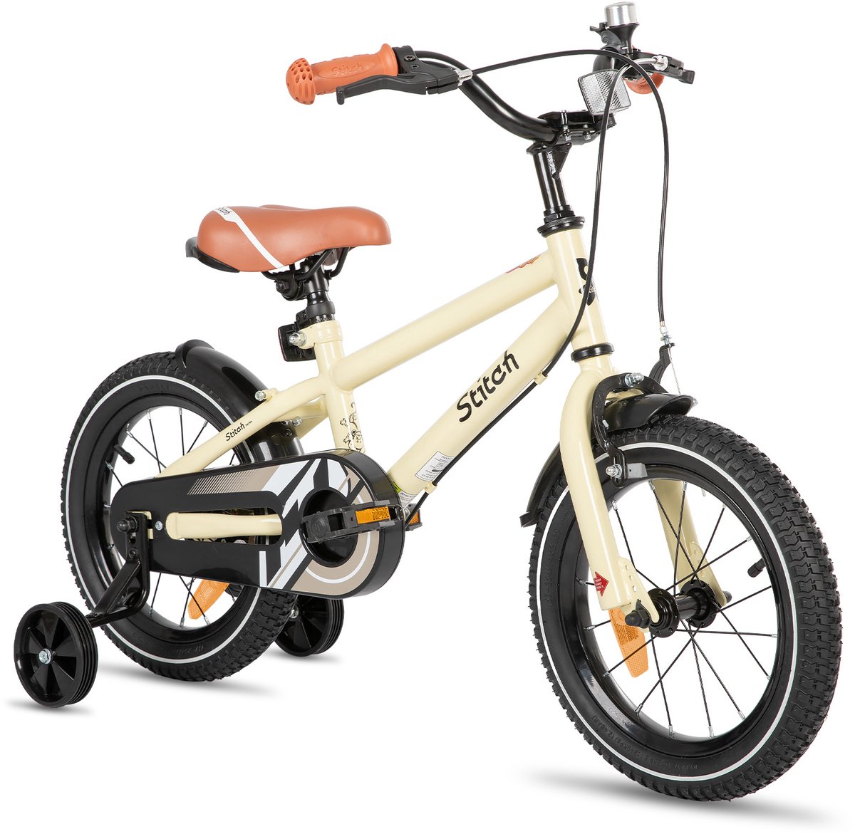 STITCH Totem Jongensfiets - 18 Inch - Kinderfiets voor 5 tot 9 Jaar - Met Zijwieltjes - Beige Kinderfiets kopen online