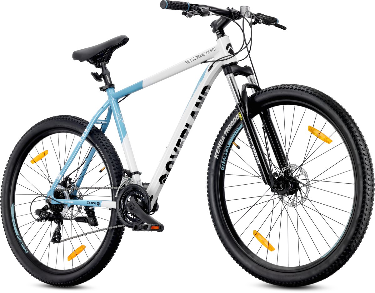 Tatra Bikes Mountainbike 29" Overland, MTB-fiets voor dames en heren, fiets 29" - 21 inch aluminium frame, 21 versnellingen, schokdemper, schijfremmen - Wit-Blauw Fiets kopen online