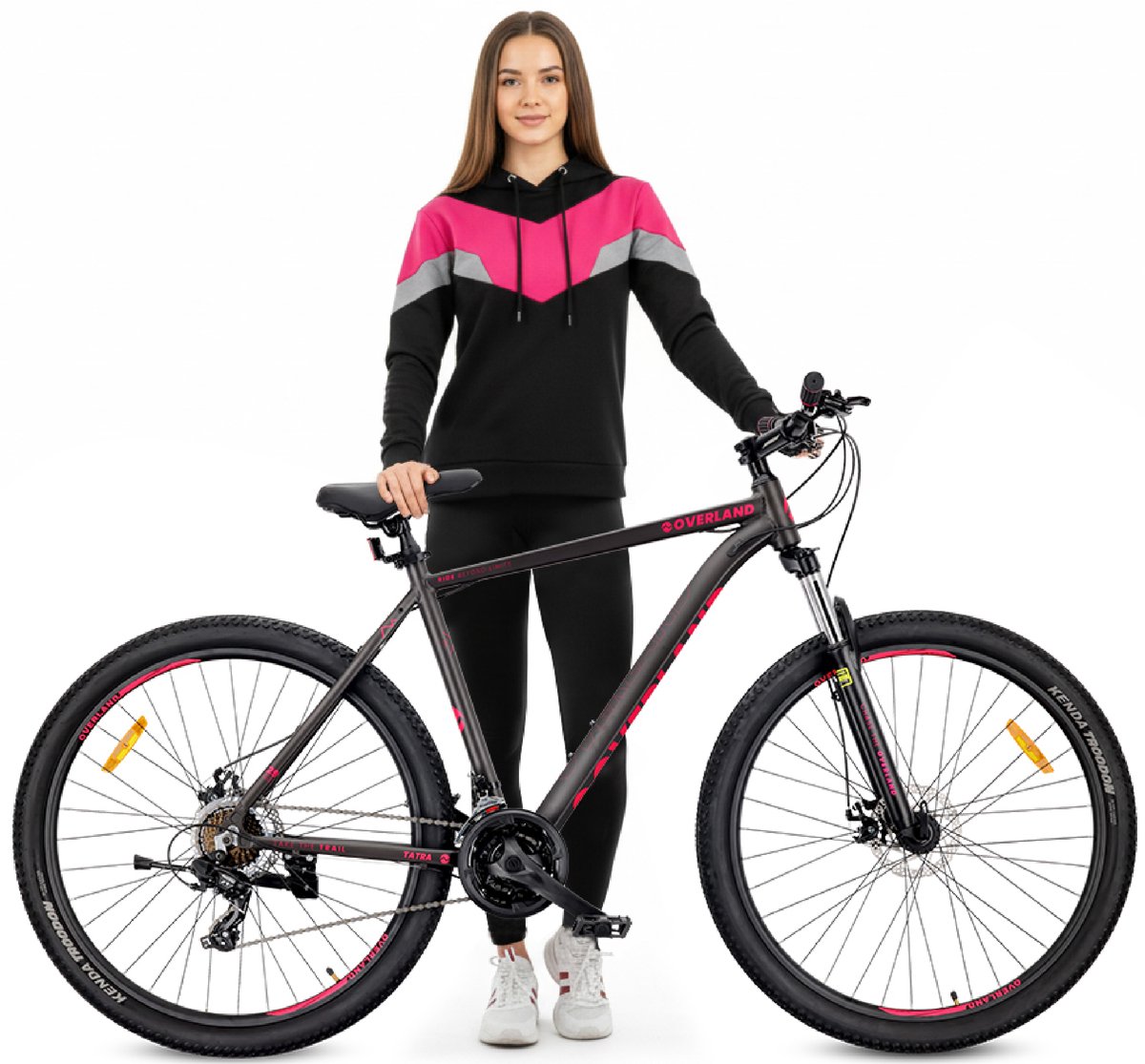 Tatra Bikes Mountainbike 29" Overland, MTB-fiets voor dames en heren, fiets 29" - 21 inch aluminium frame, 21 versnellingen, schokdemper, schijfremmen - Zwart-Fuchsia Fiets kopen online