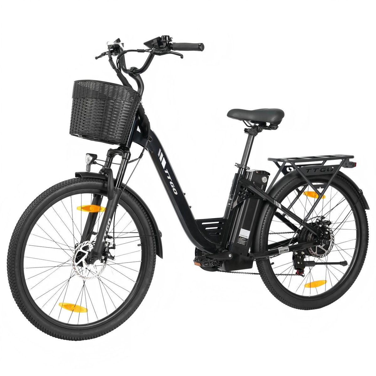 ttgo c2 pro elektrische fiets 250w motor 36v18ah accu 26x1 95 banden max snelheid 25km u max bereik 80 120km shimano 7 versnellingen zwart