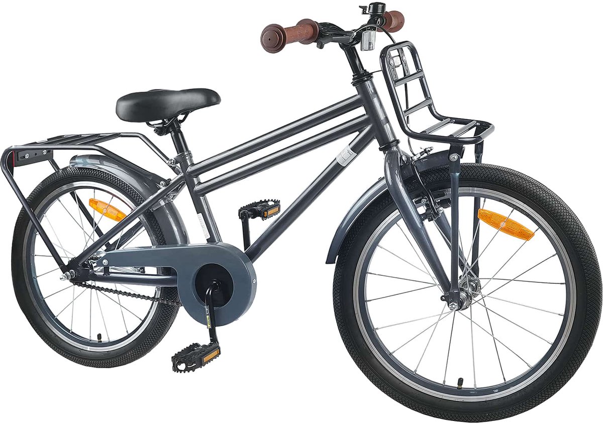 vidaxl kinderfiets 18 inch voor 5 7 jaar oud donkergrijs