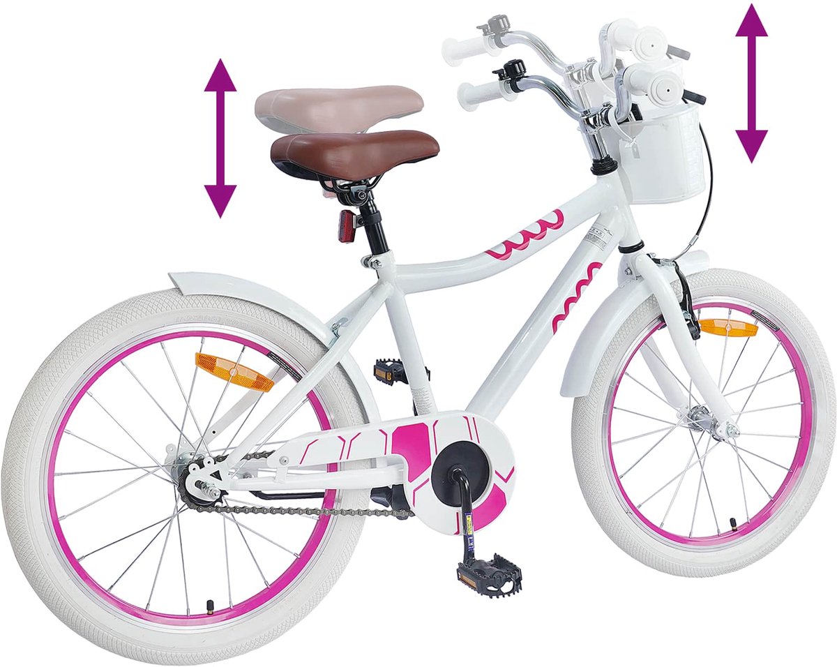 vidaXL - Kinderfiets - 18 - Inch - voor - 5-7 - jaar - oud - Wit Fiets kopen online