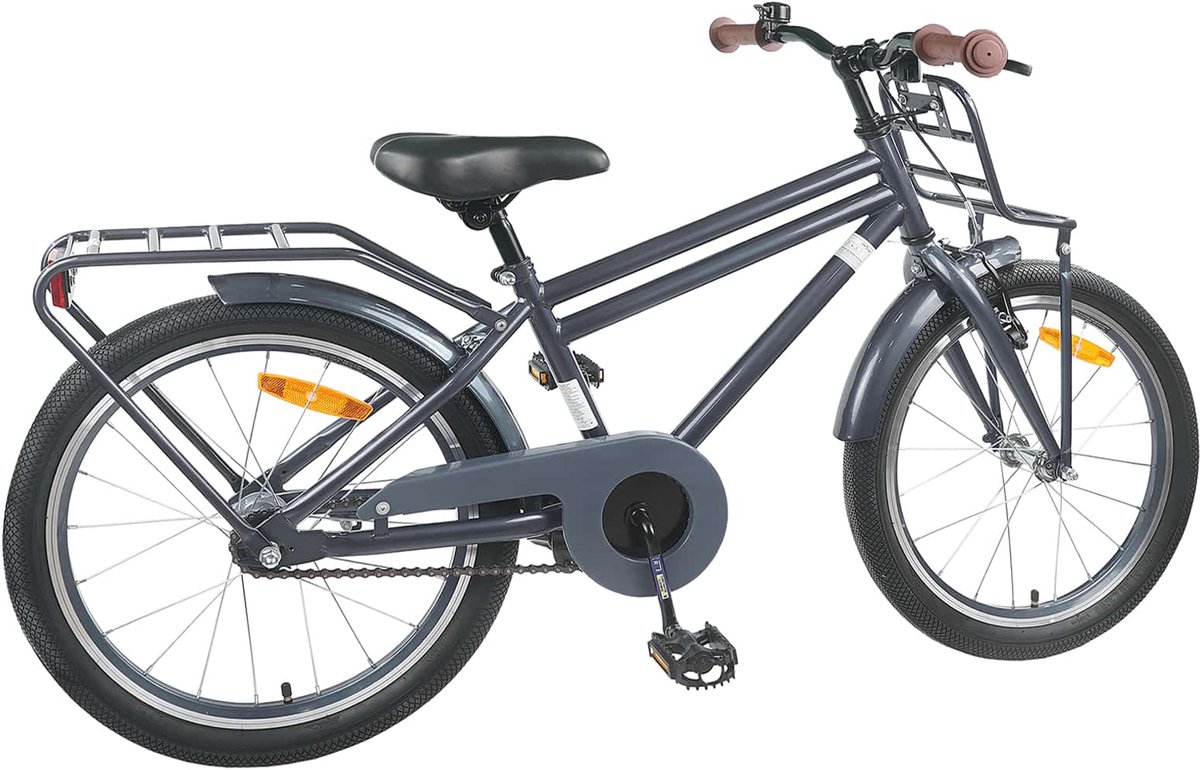 vidaxl kinderfiets 20 inch voor 6 11 jaar oud donkergrijs