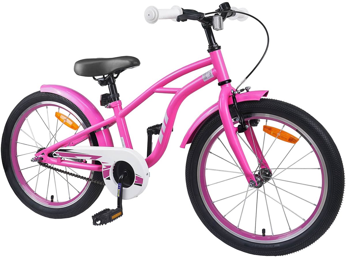 vidaXL - Kinderfiets - 22 - Inch - 7-12 - Donkerroze Fiets kopen online
