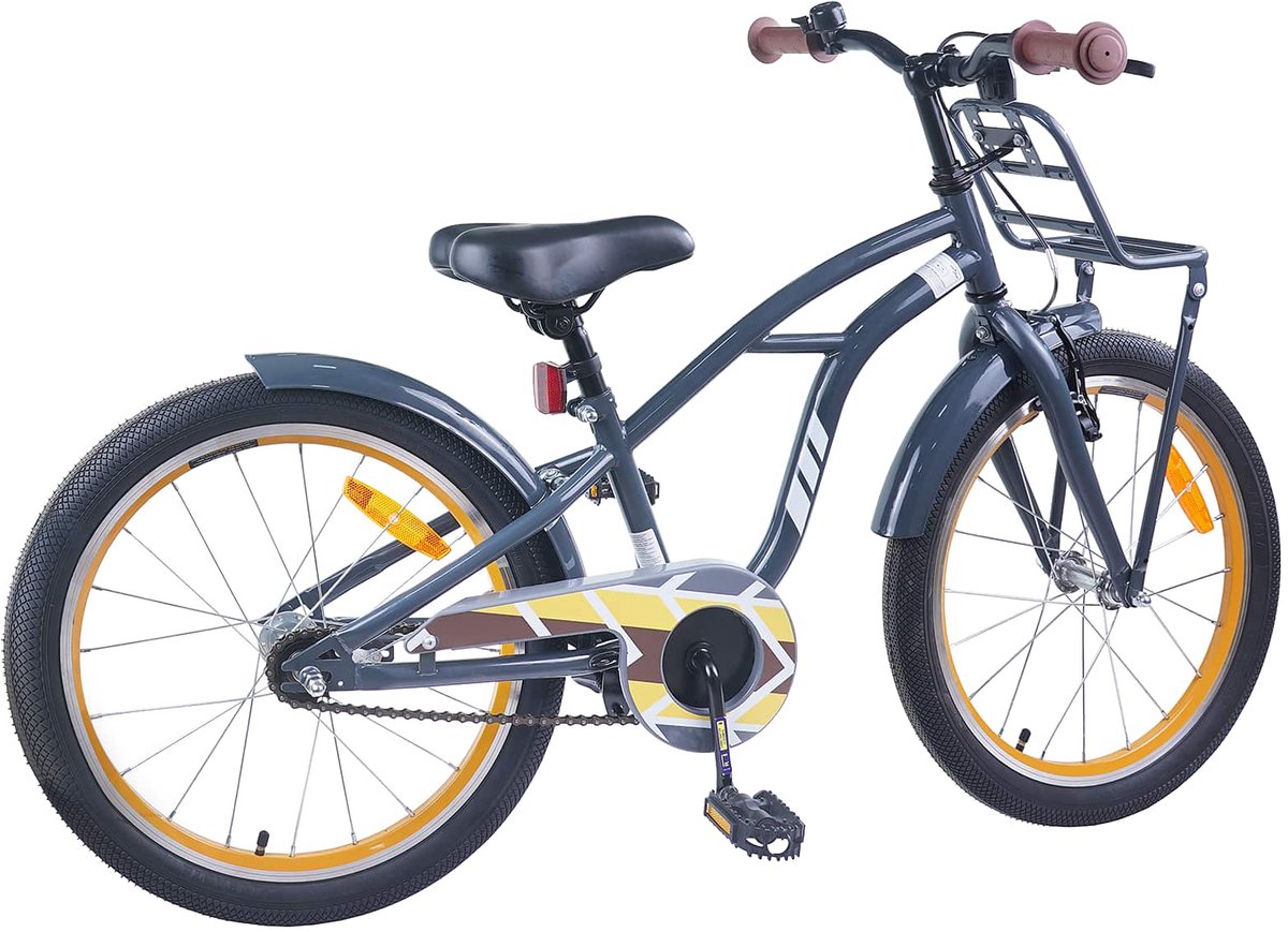 vidaxl kinderfiets 22 inch voor 7 12 jaar oud donkergrijs