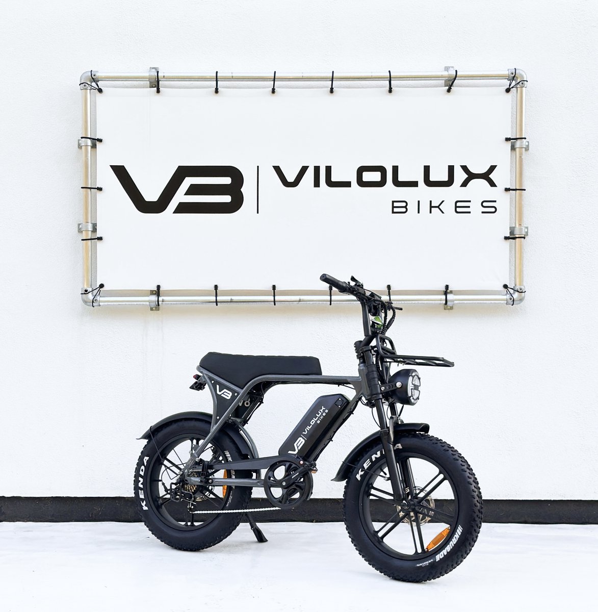 vilolux fatbike electrisch fatbike c80 grey legaal voorrek rijklaar geleverd niet opvoerbare fatbike 2 jaar garantie hydraulische remmen alarm telefoontasje nfc key full color lcd display