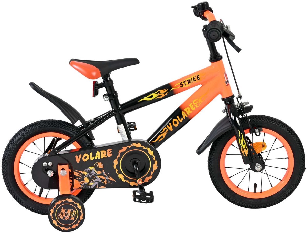 Volare Strike Kinderfiets - Jongens - 12 inch - Zwart Oranje Kinderfiets kopen online