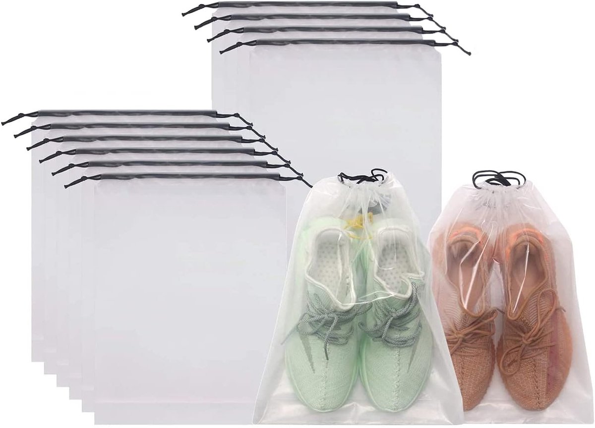 10x schoentassen met trekkoord pe schoentas waterdichte koordtas multifunctionele opbergtas kofferorganizer pakzakkenset pakzak met trekkoord