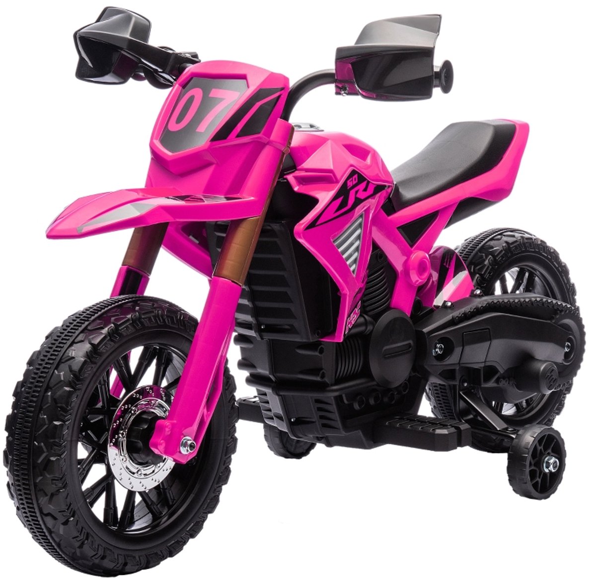 12V Elektrisch Kinder Motorfiets – Met Zijwieltjes – 3 km/h – Realistische Motor Geluiden & Claxon – Voor Kinderen van 3-8 Jaar – Roze Accuvoertuig kopen online