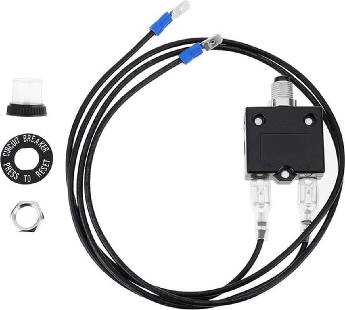 1pc drukknop circuitonderbreker huidige overbelasting bescherming met draad 32v 18awg voor elektrische apparaten kleine generatoren luchtcompressoren 60cm 5a