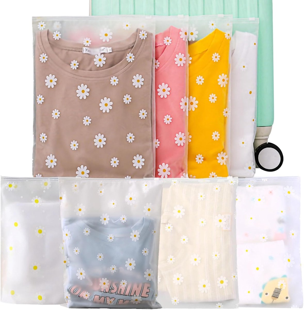 20 stuks waterdichte transparante reisetuis met ritssluiting voor kleding plastic zakken afsluitbare opbergzakjes voor pakken schoenen en cosmetica bloemenprint