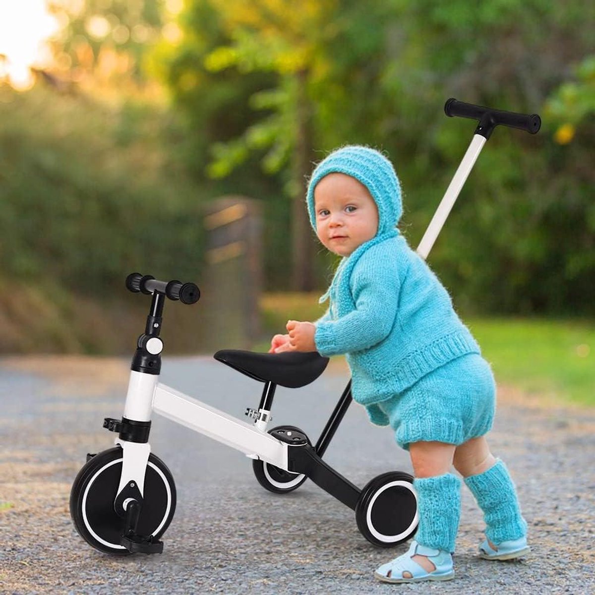 3-in-1 Kinderdriewieler - Loopfiets Kinderfiets - Leren Fietsen - Aanpasbaar en Transformeerbaar - 18 maanden tot 4 jaar - Wit Driewieler kopen online