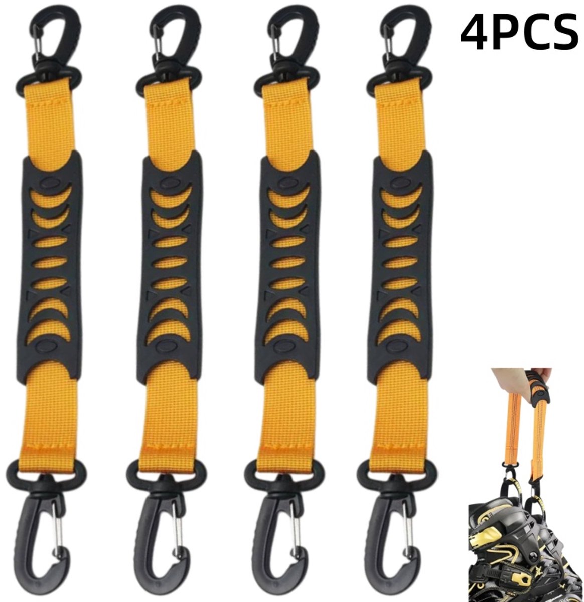 4 stuks haakriem handvat voor rolschaatsen lus voor rolschaatsen riem voor skischoenen draaghulpmiddel geschikt voor rolschaatsen ijsschaatsen en ijsschaatsen geel 30 2 5 cm